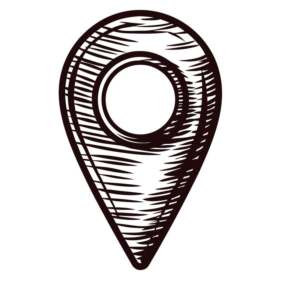 Sketch pinpoint icon representing location and navigation vector
