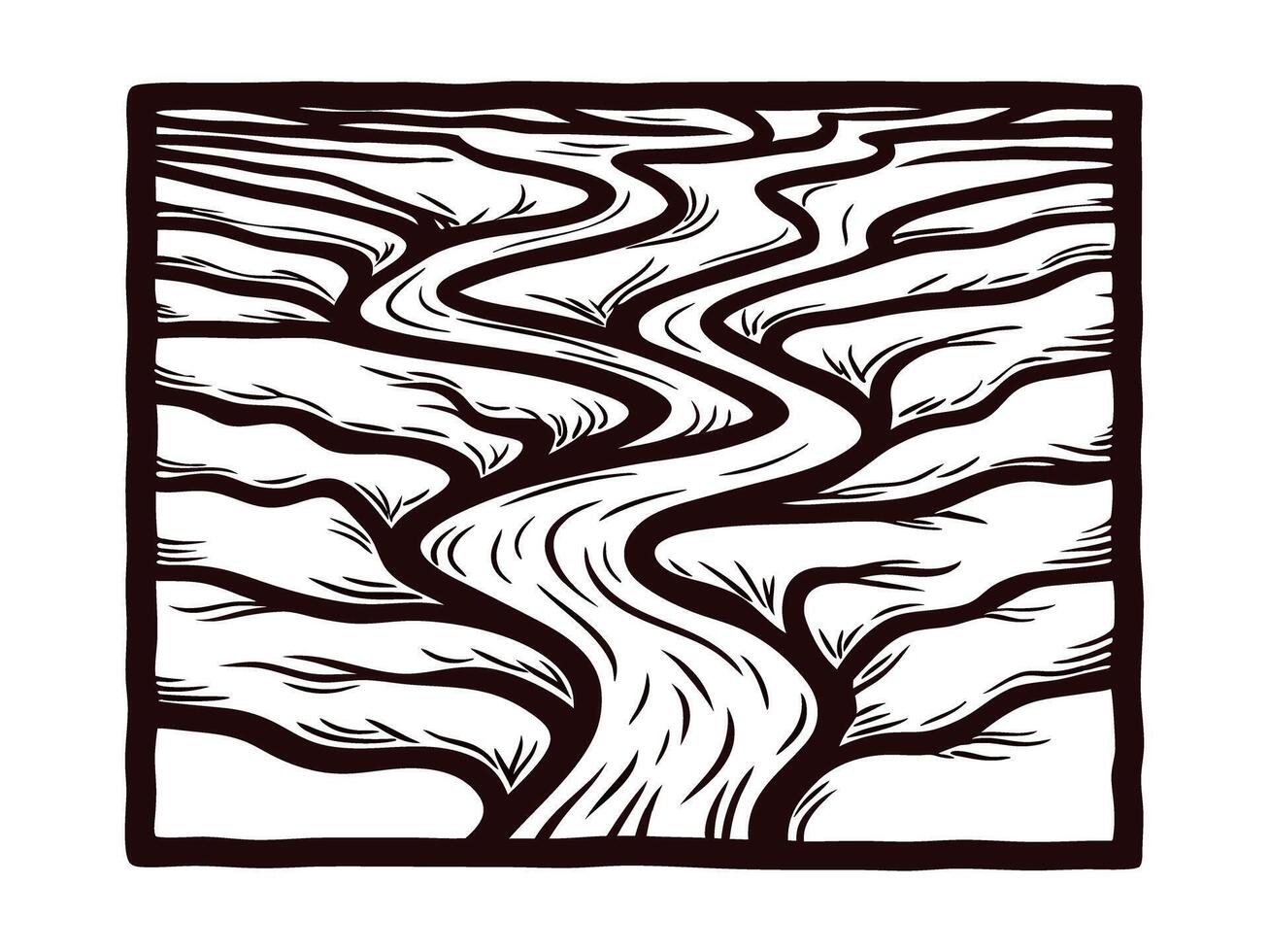 Abstract black and white tree branch pattern with flowing design vector