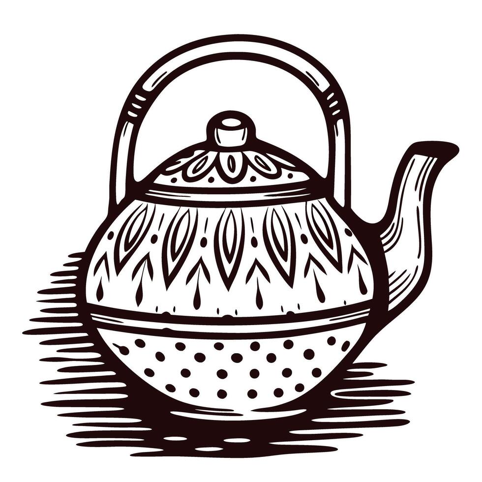 Vintage intricate teapot with detailed patterns and classic design vector