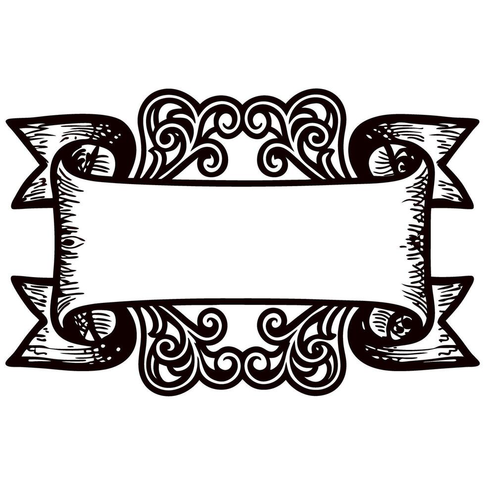 Ornate vintage scroll banner with intricate floral patterns vector