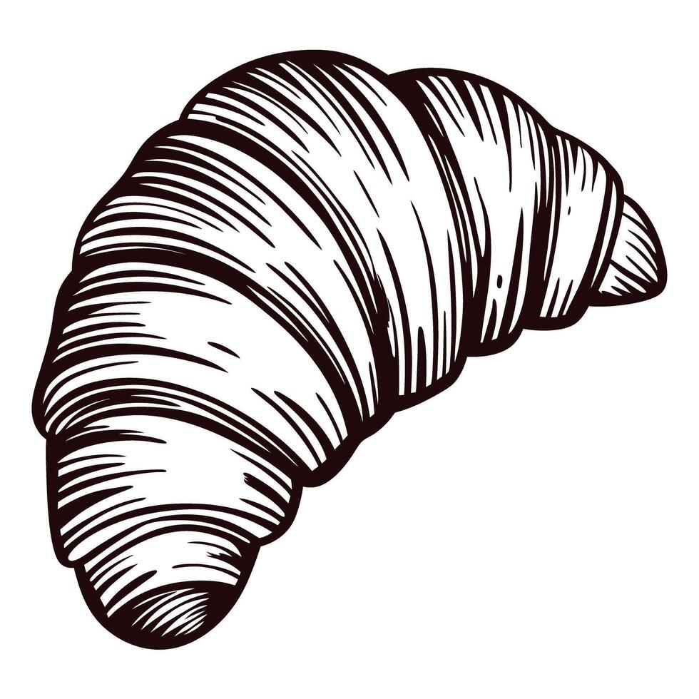 Hand drawn croissant illustration in vintage engraving isolated on white background for bakery and cafe decor vector