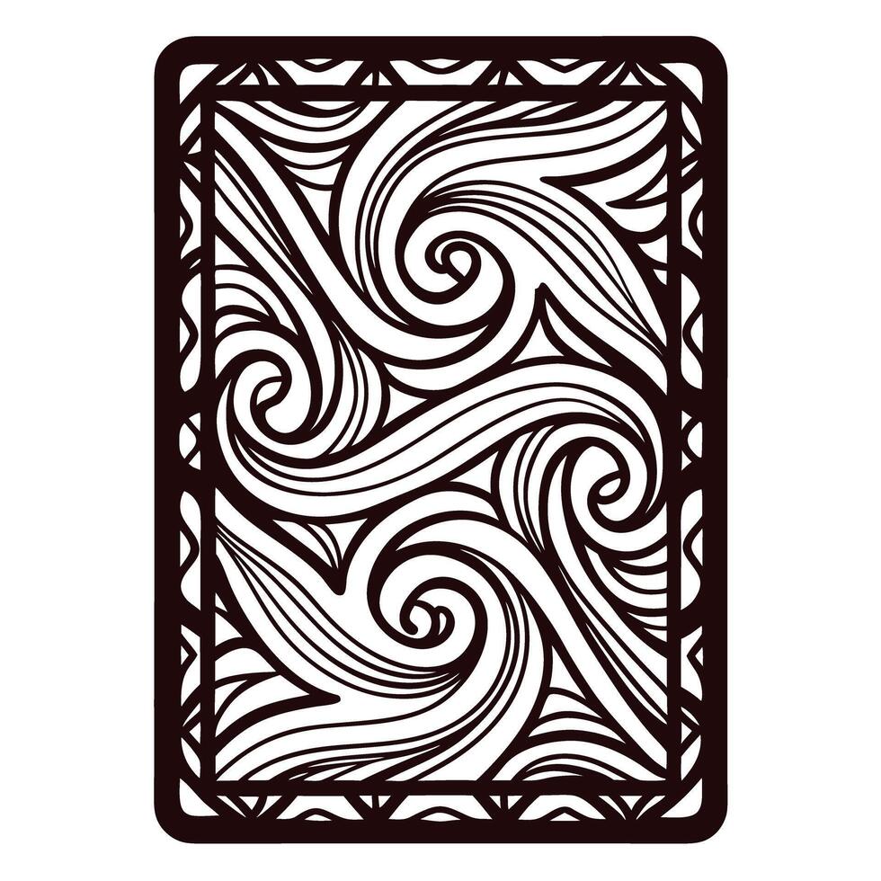 Intricate black and white geometric pattern design with swirls and waves vector