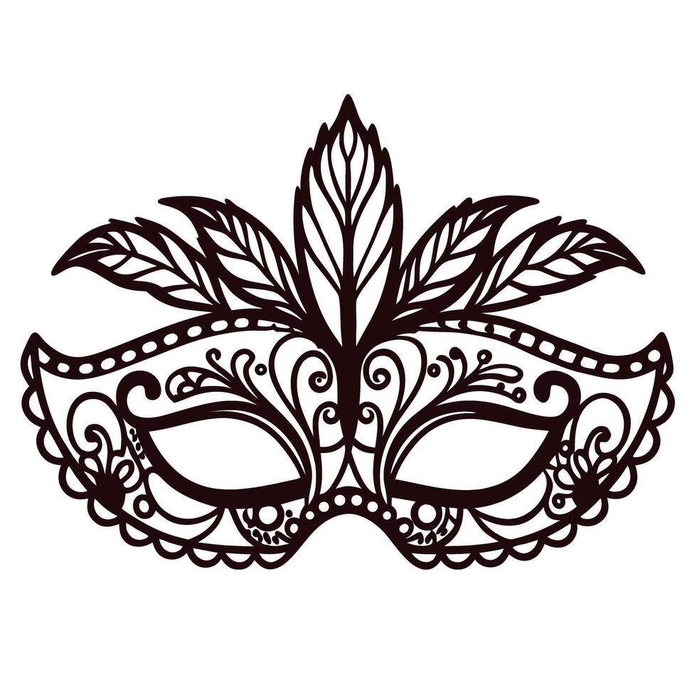 Decorative ornate venetian mask with intricate leaf patterns vector