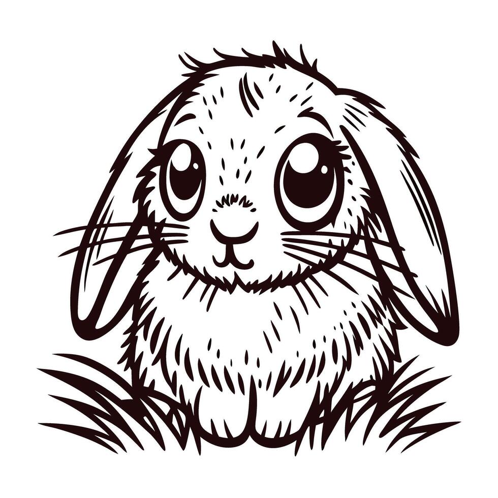Adorable rabbit with big eyes and floppy ears in a cute sitting pose vector