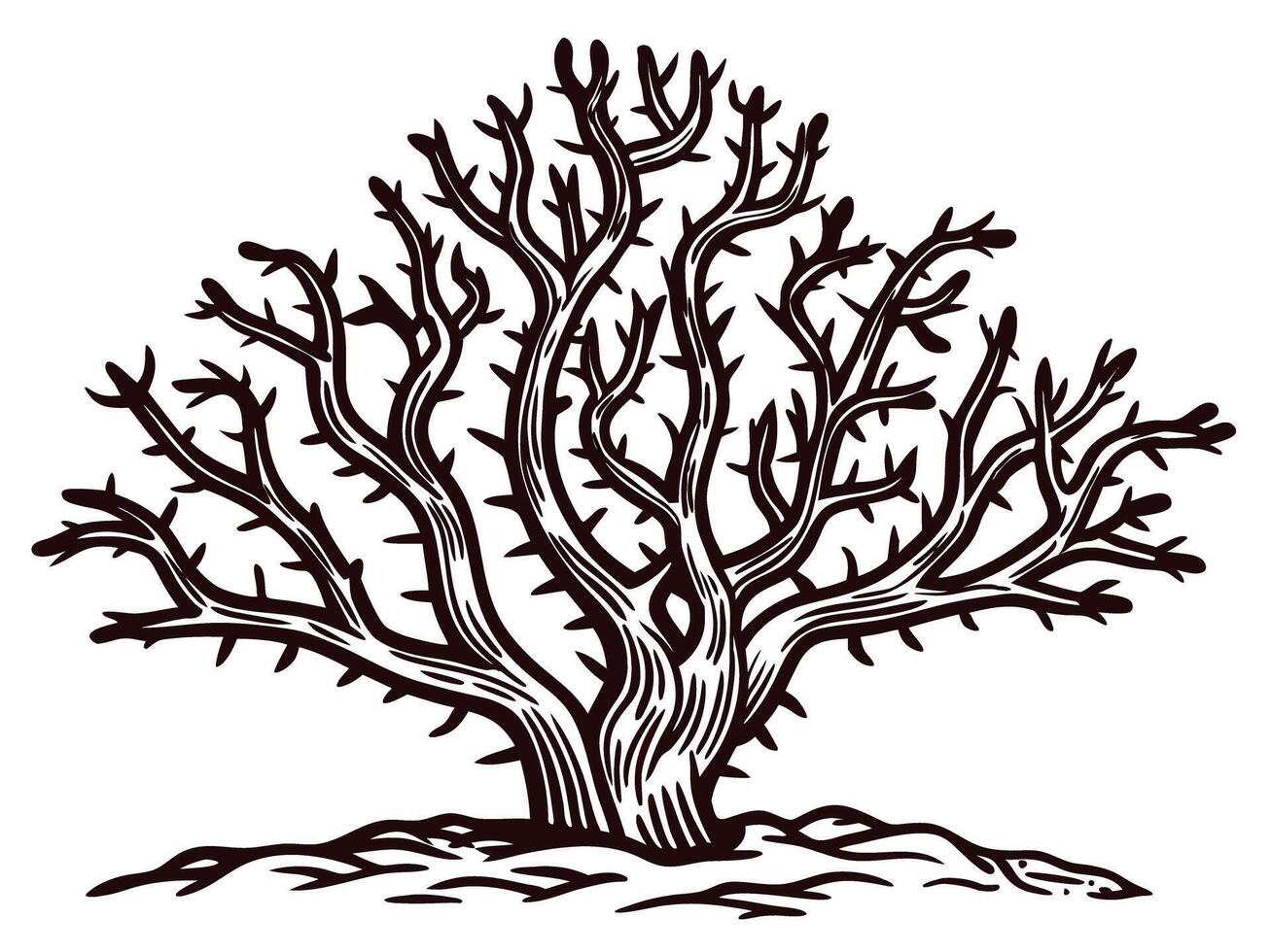 Intricate black and white of a leafless tree with detailed branches vector