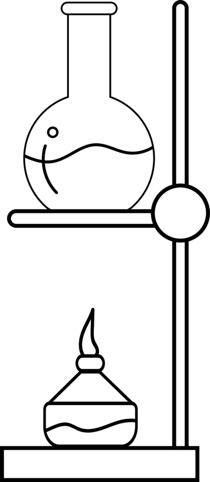 Outlined Diagram of Laboratory Equipment with a Burner for Scientific Use png