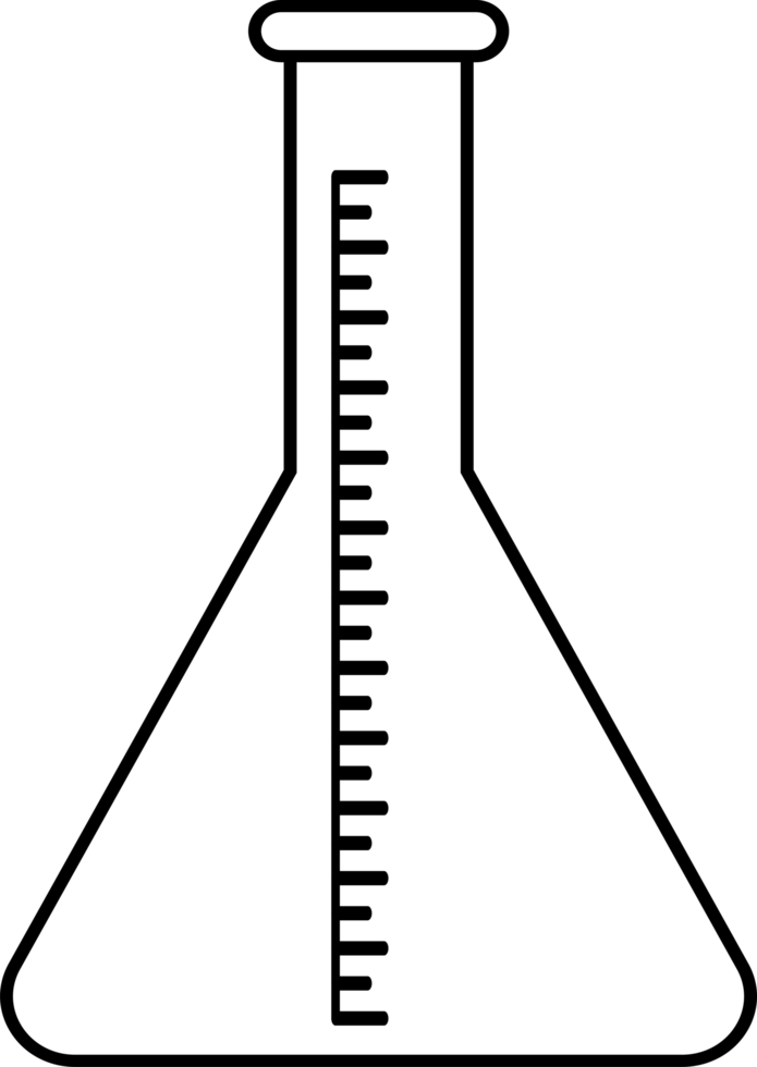 Outline Illustration of a Scientific Flask with Measurement Markings png