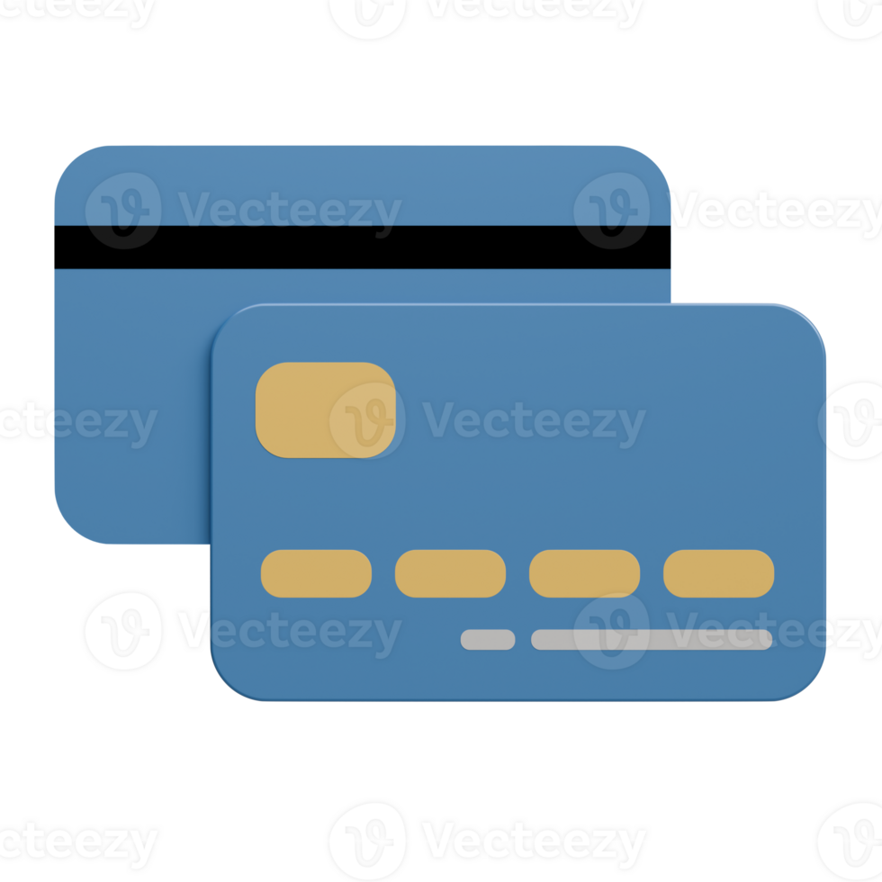 3D Render Blue Credit Card png