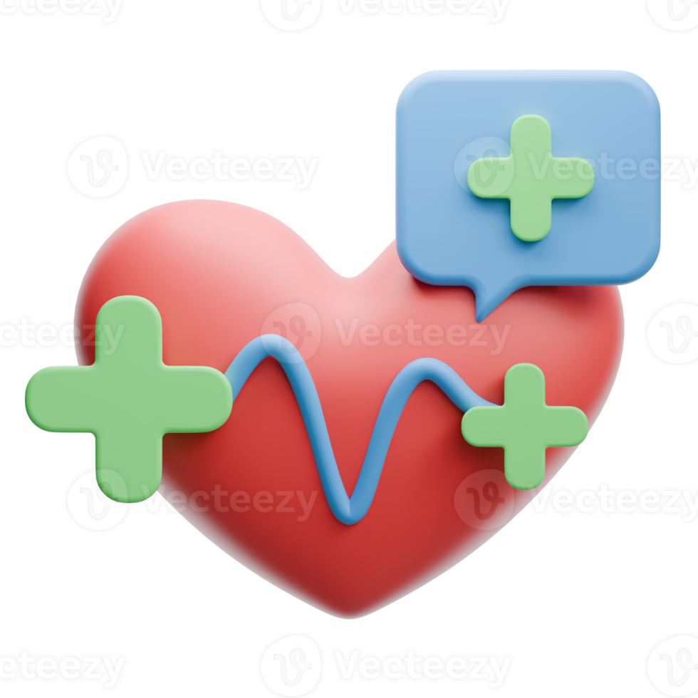 3D Heartbeat with Medical Sign Illustration png