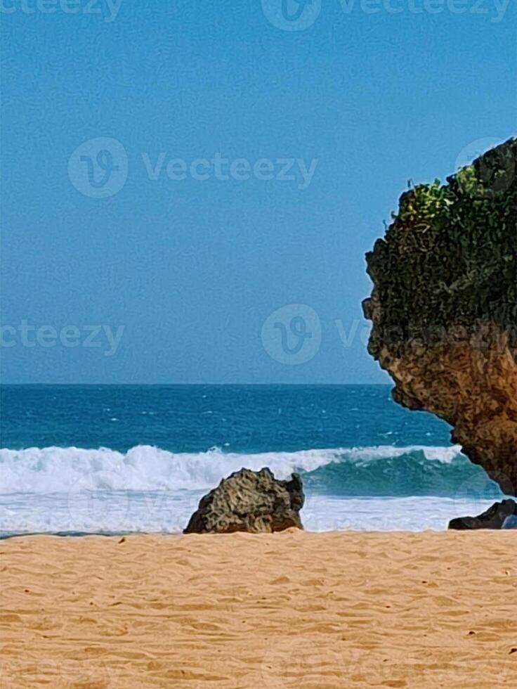 Waves Crashing On Rocky Shore photo