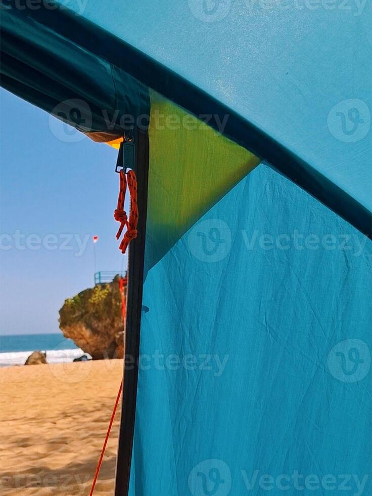 Tent Set Up Facing Ocean photo