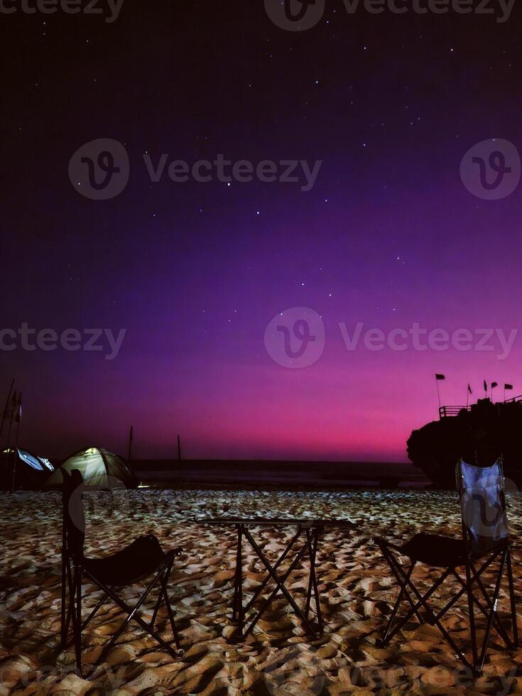 Tents Facing Beautiful Night Sky photo