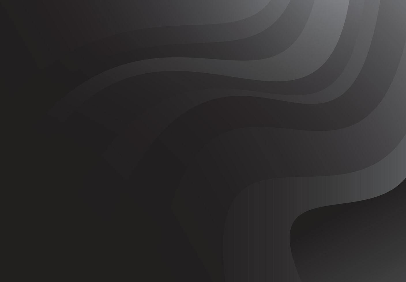 Black background with curved gray and black patterns vector