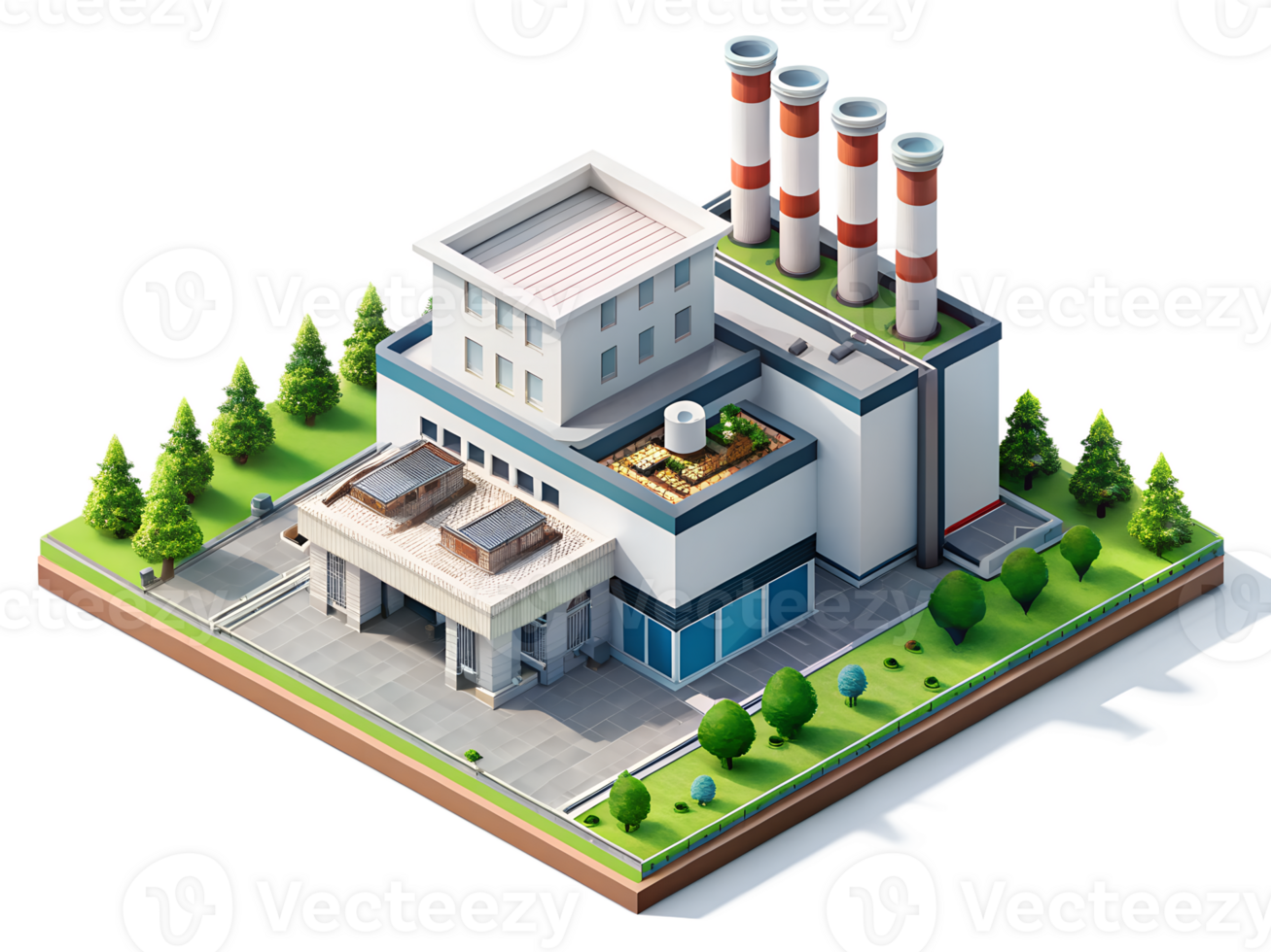 A small factory with a large chimney png