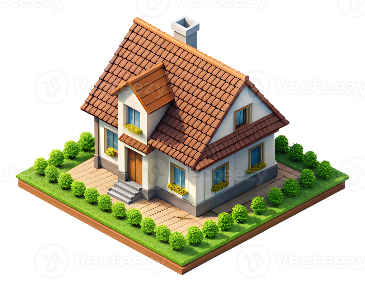 A small house with a roof and a brown roof png