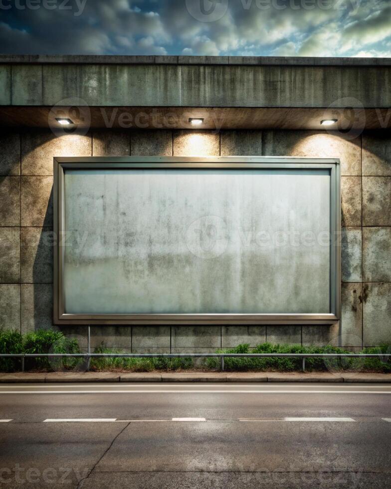 An empty billboard on a concrete wall photo