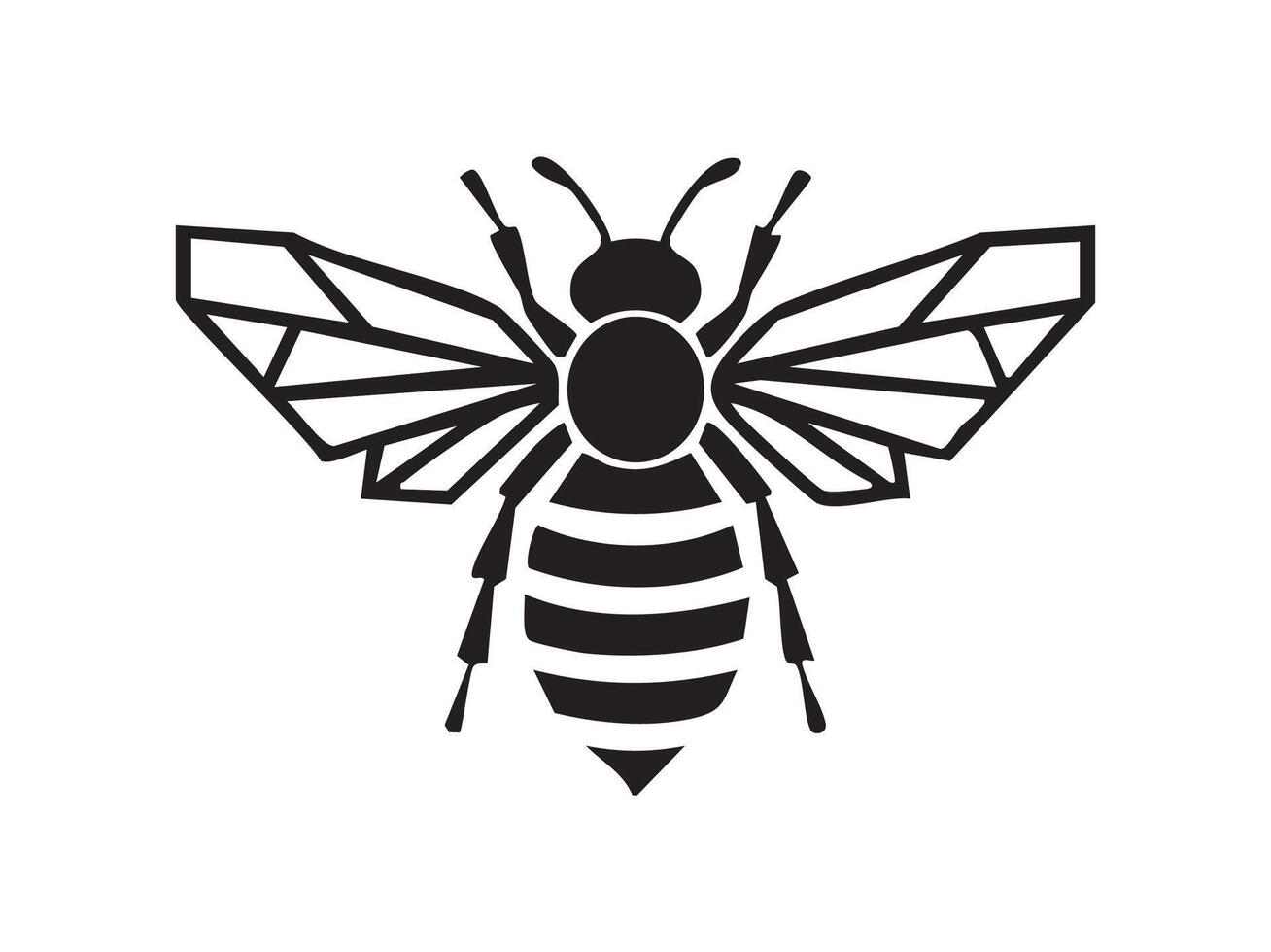 A black and white logo of a bee vector