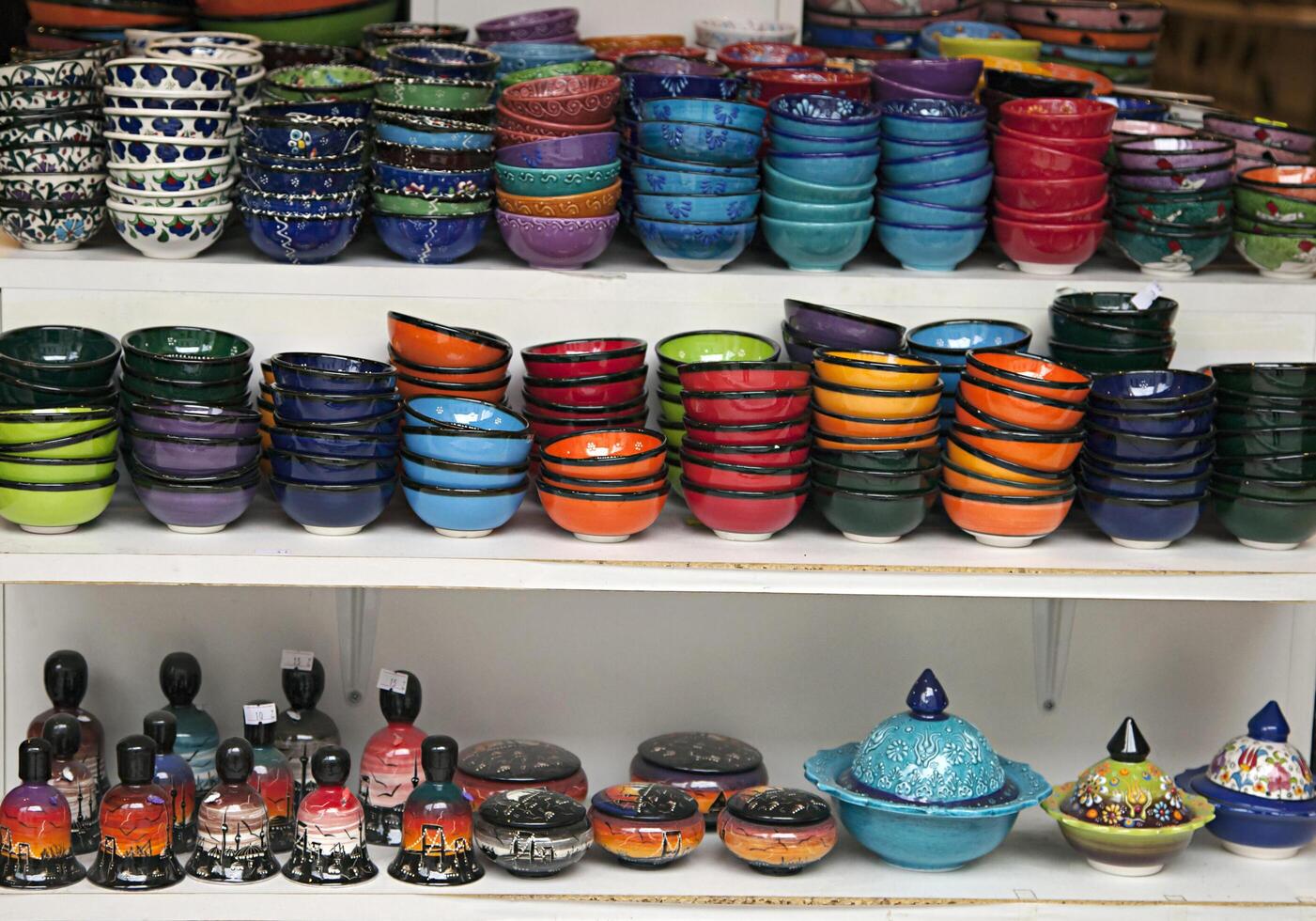Turkish ceramics on a shelf photo
