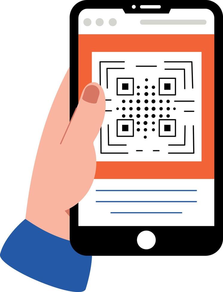 A flat style illustration showing a person scanning qr code vector