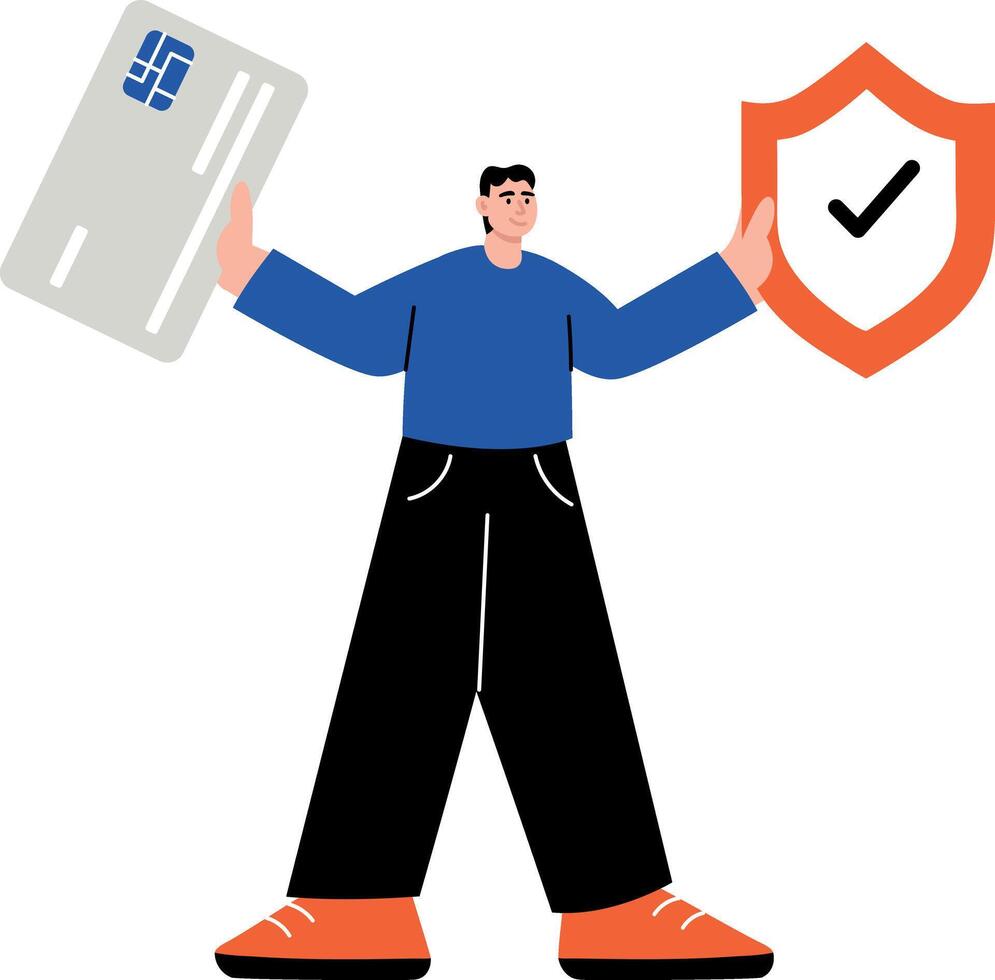 A flat style illustration showing secure payment vector