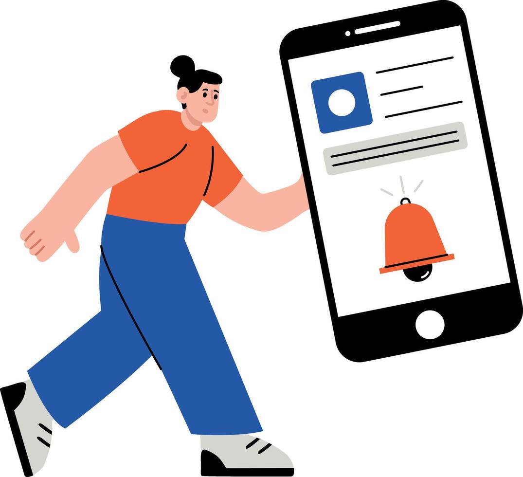 A flat style illustration showing alert notification vector