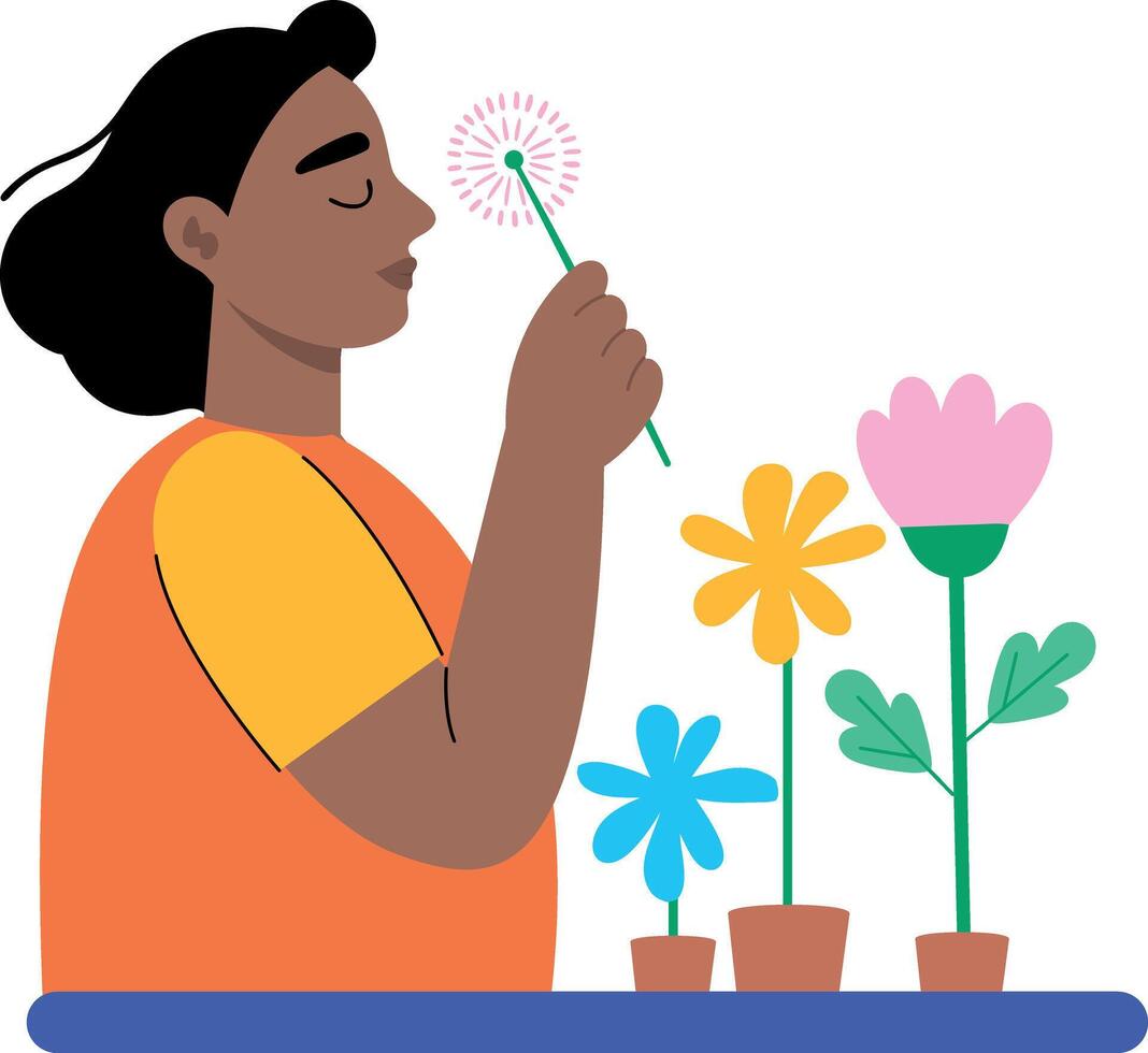 A flat style illustration showing a person making wish vector