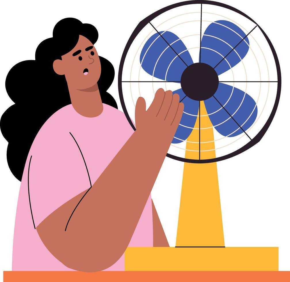 A flat style illustration showing cooling fan vector