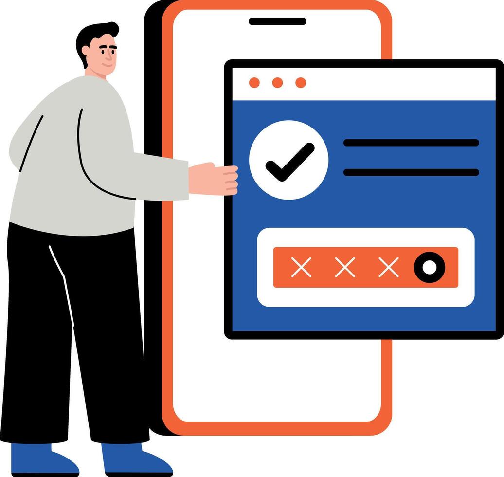 A flat style illustration showing scam on device vector