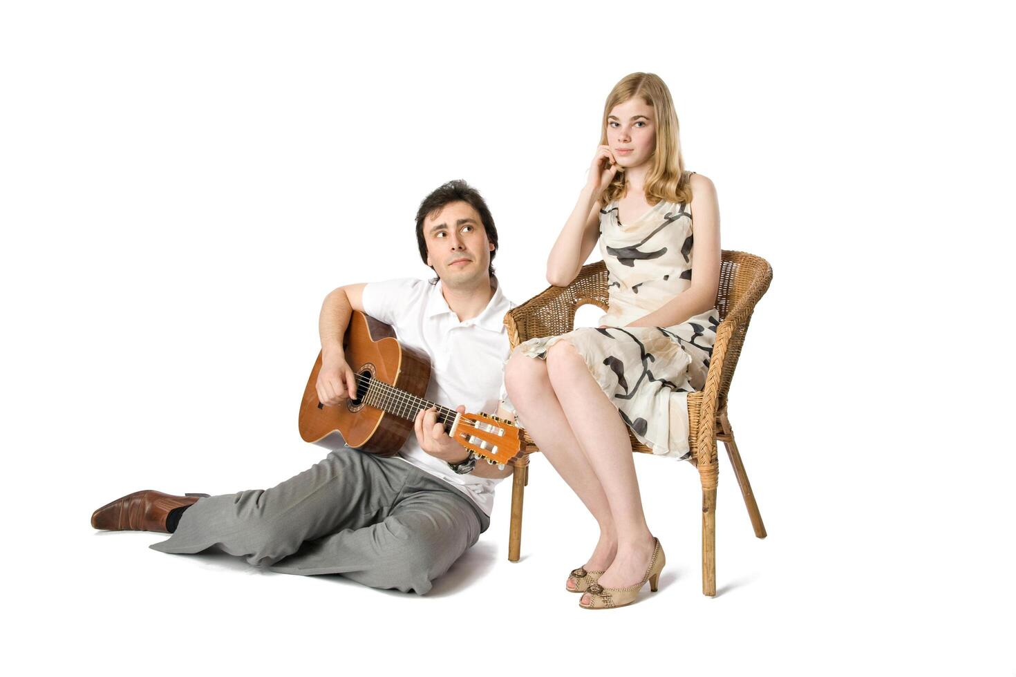 Man serenading to a woman photo