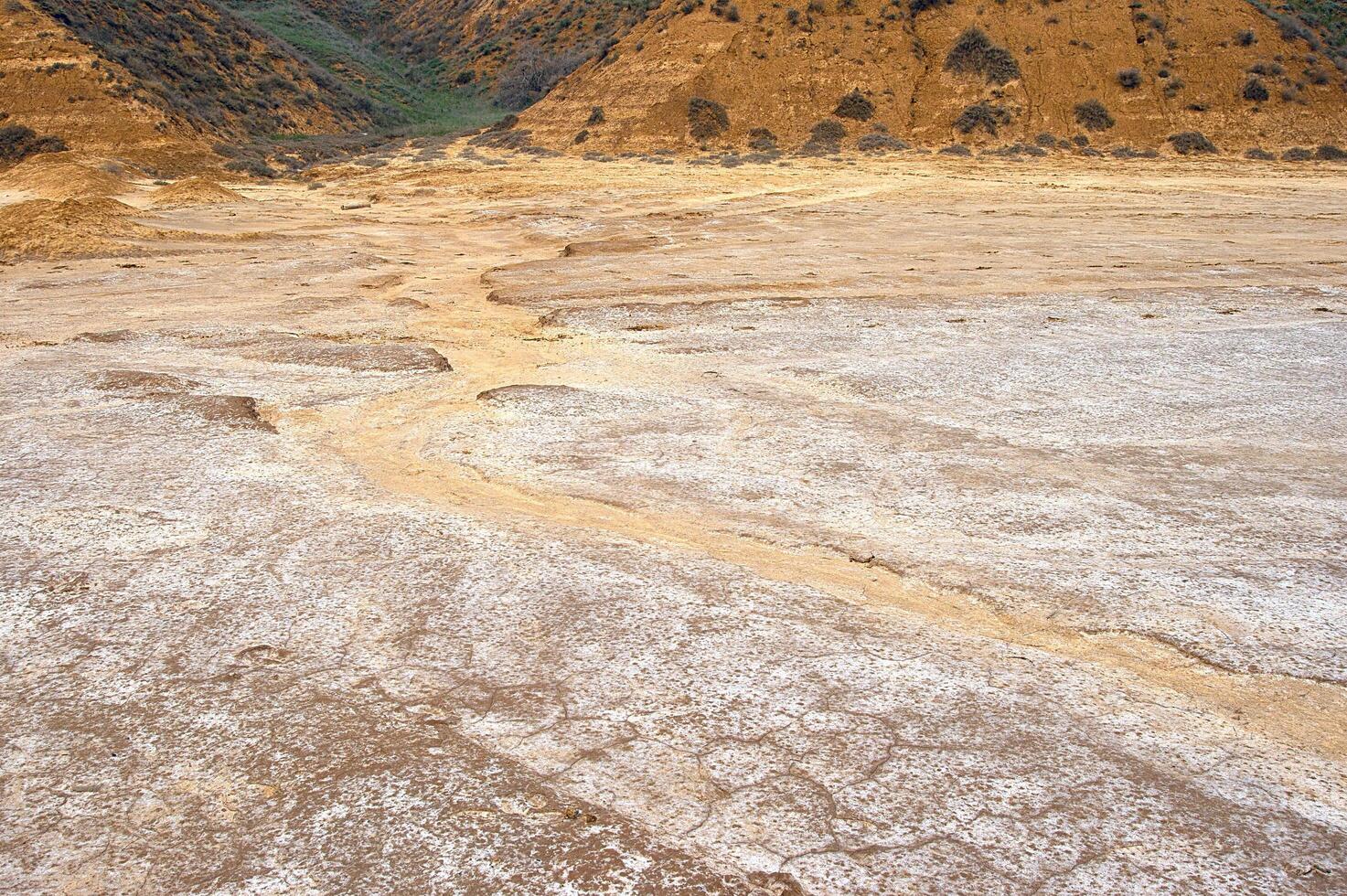 Salty land near lake Bascunchak photo