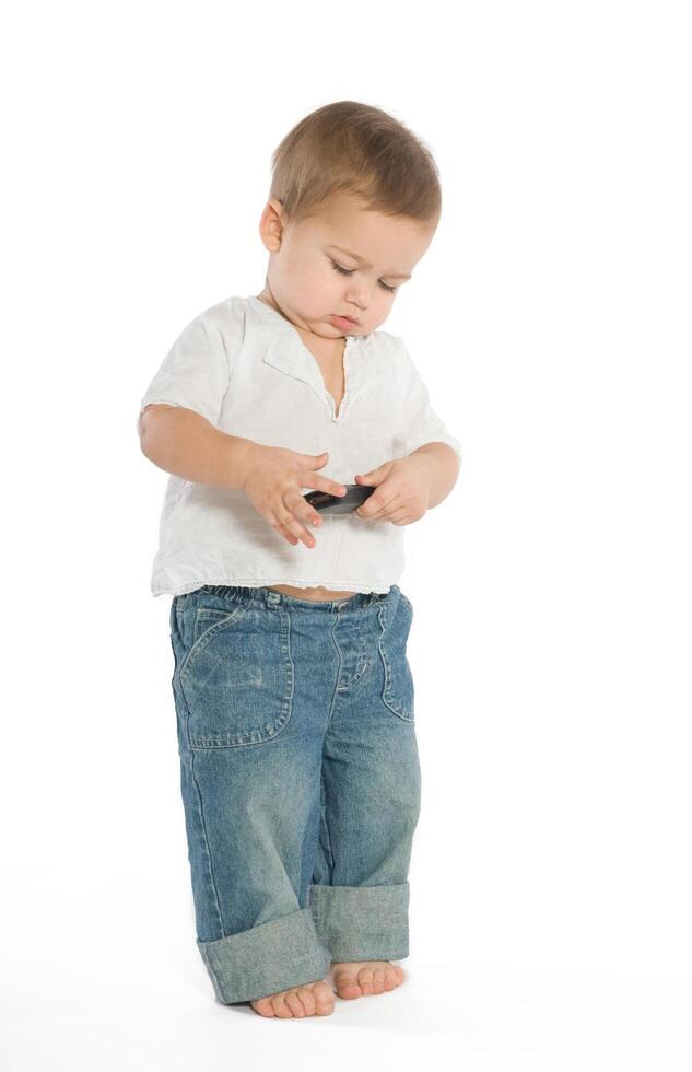 Toddler with a cellphone photo