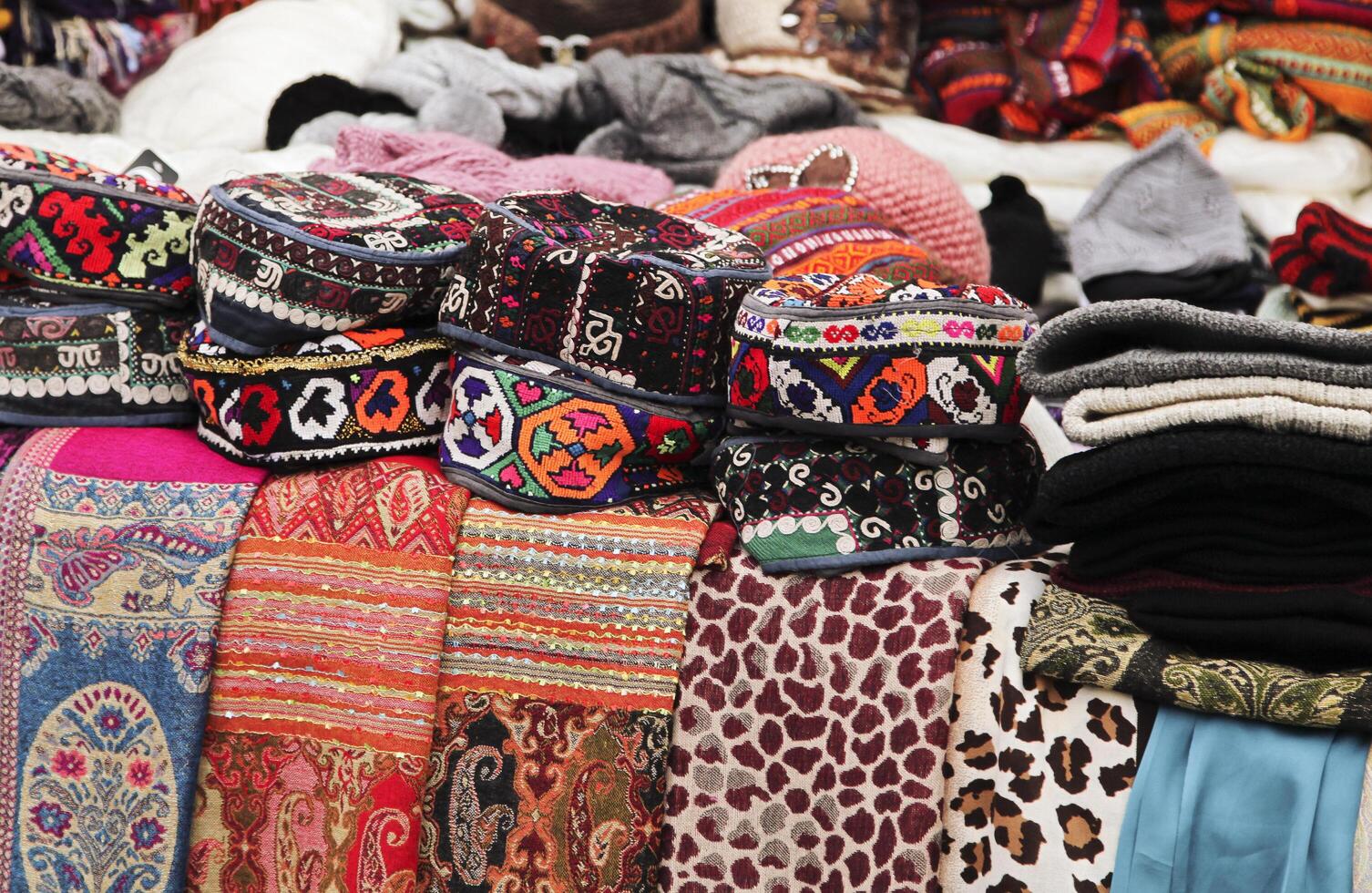 Turkish clothing at a market photo