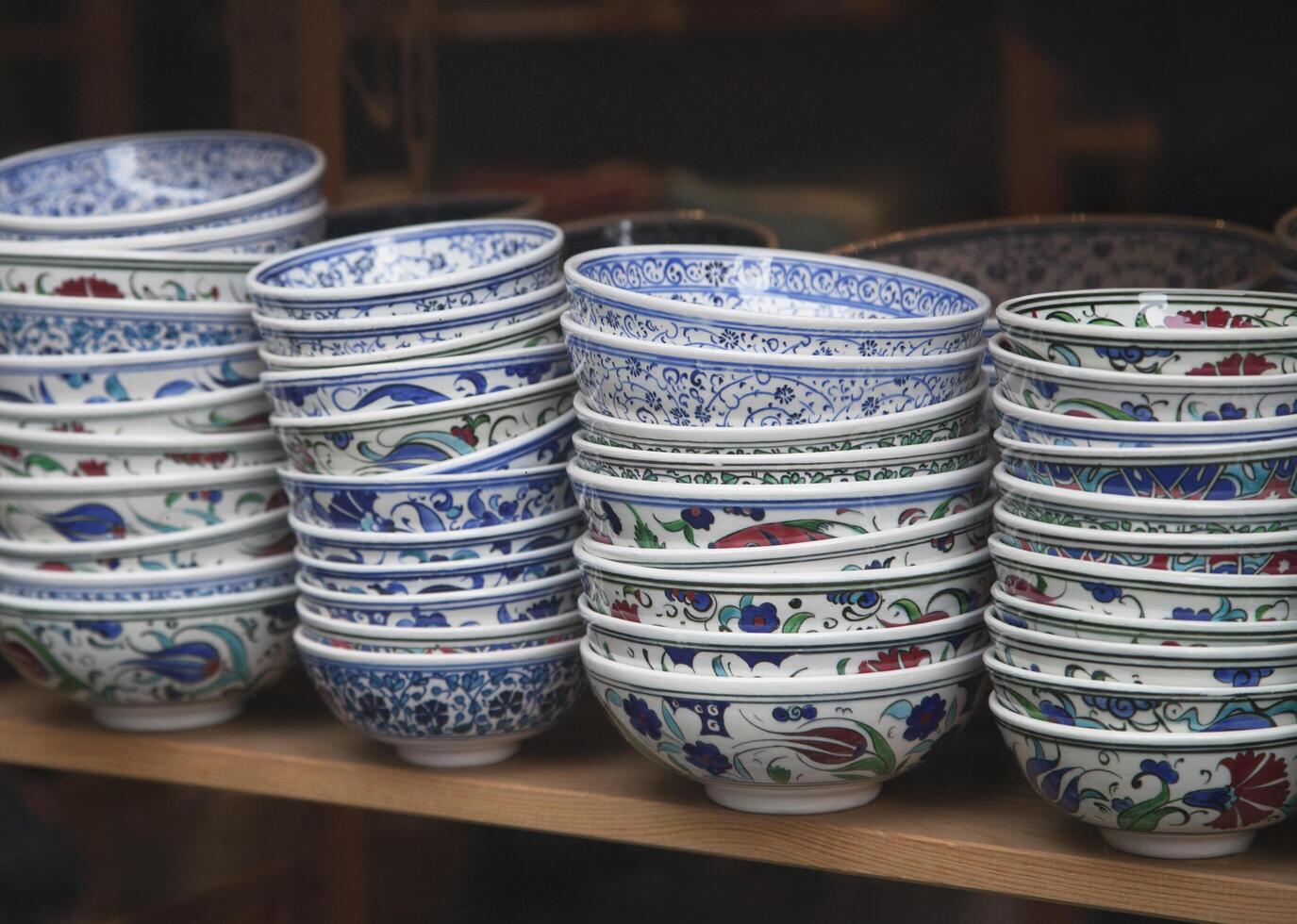 Turkish ceramics at a bazaar photo