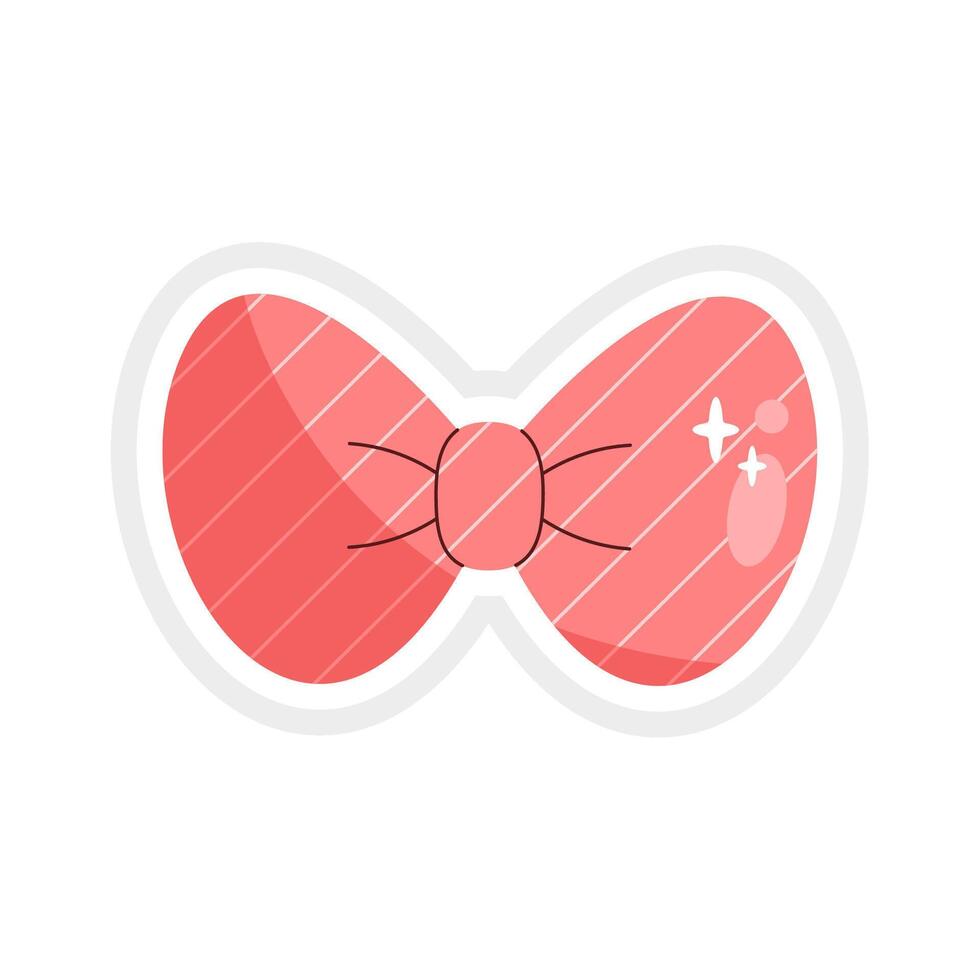 Sticker Pink Bowtie sticker Icon in Flat Design vector