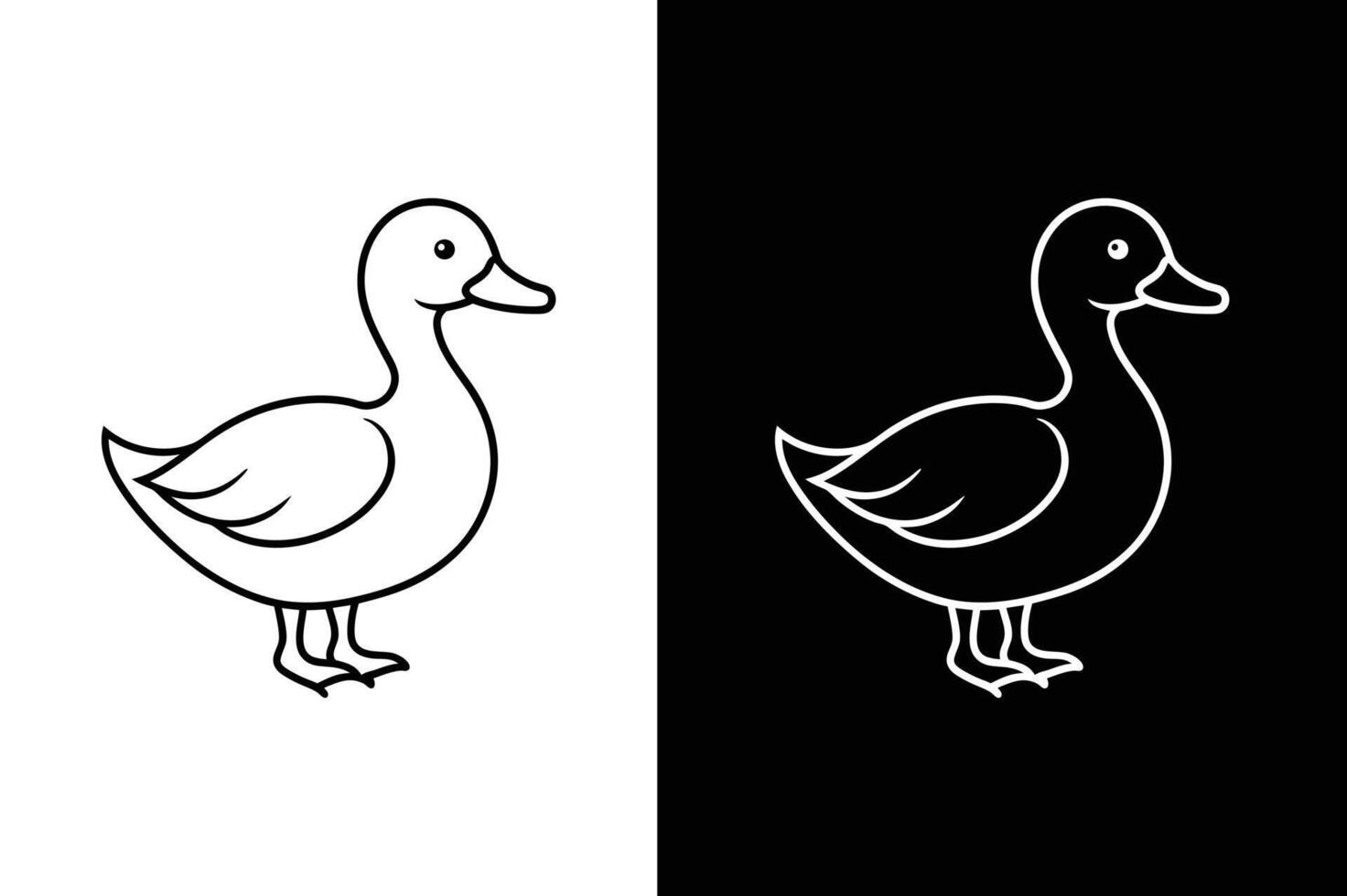 duck icon line art design illustration black white vector