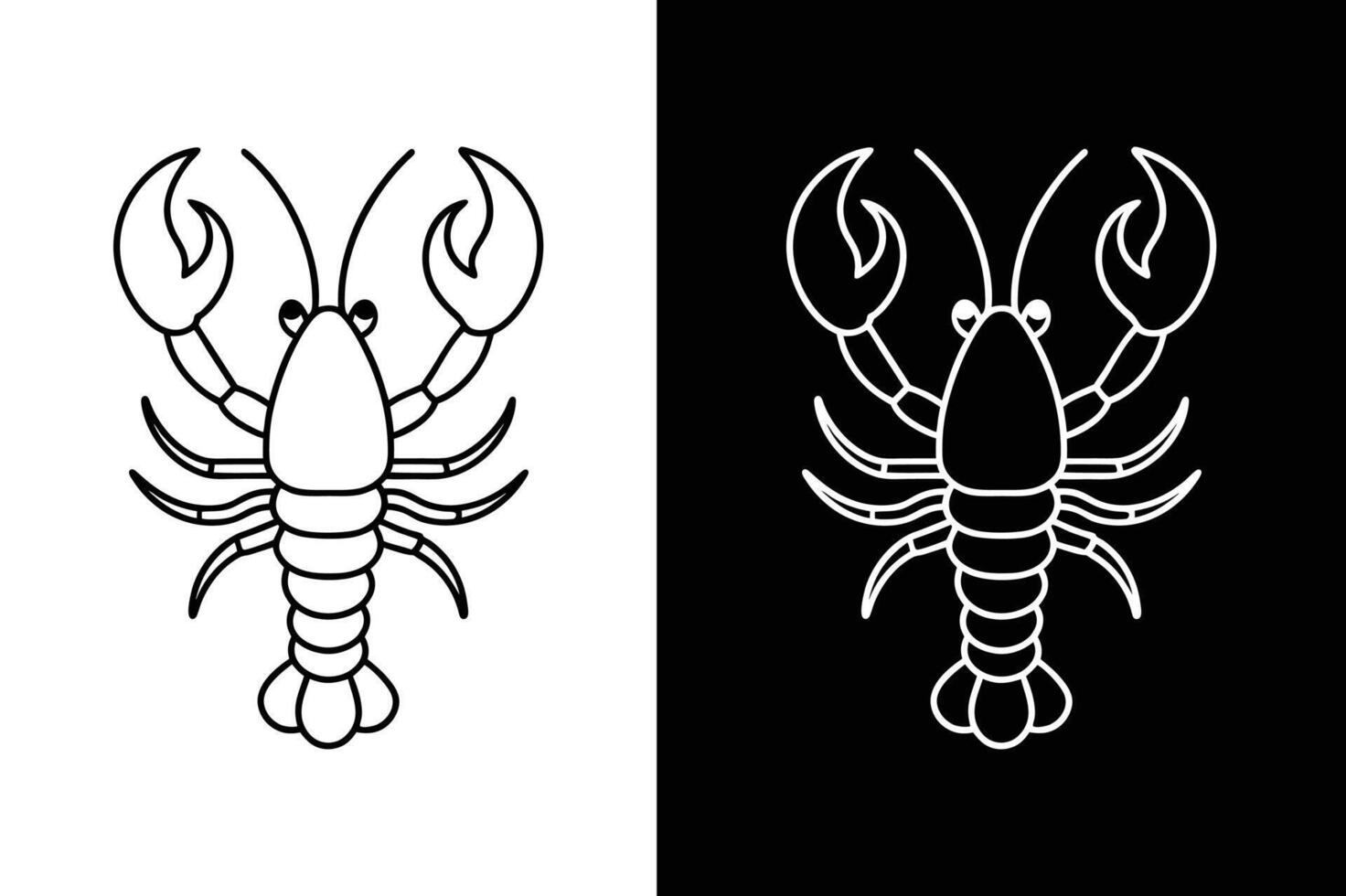 lobster icon, lobster line art design black white vector