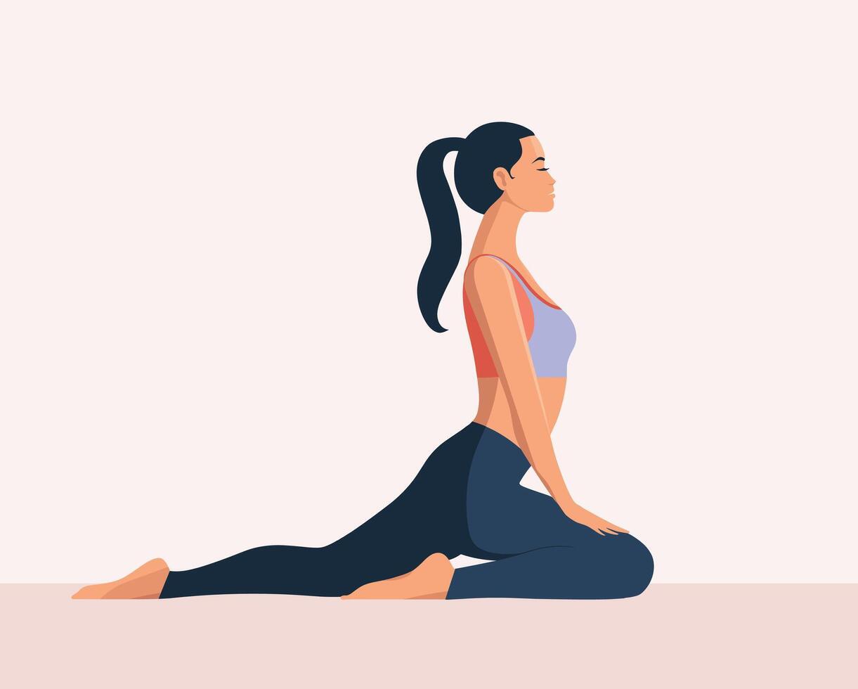 Minimalist yoga illustration on a single color background vector
