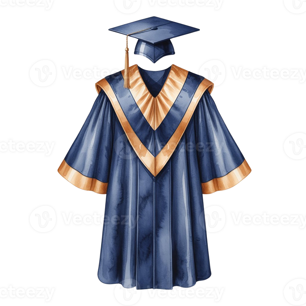 Elegant graduation gown with cap, symbolizing achievement. png
