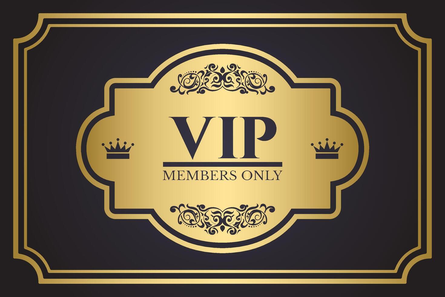 Luxurious Gold VIP Members Only Card Design with Ornamental Elements vector