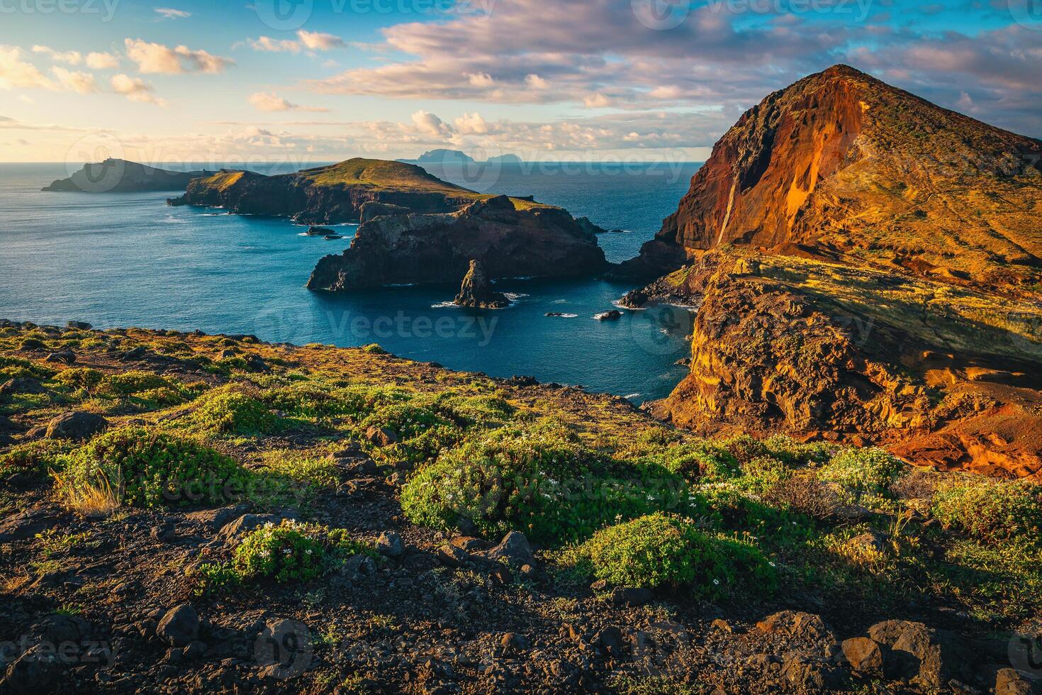 Famous hiking place on the Sao Lourenco peninsula at sunrise photo