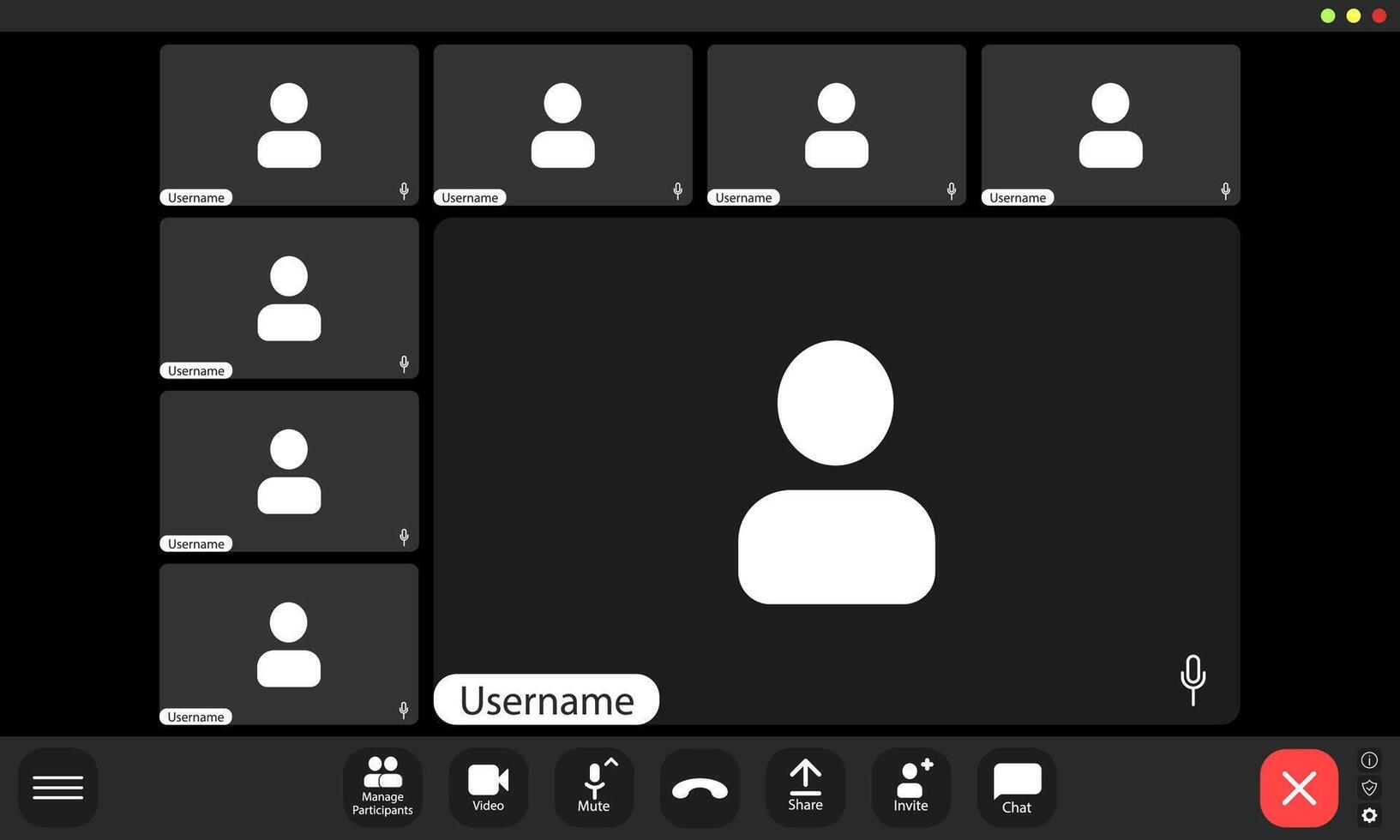 conference ui, conference calls window. vector