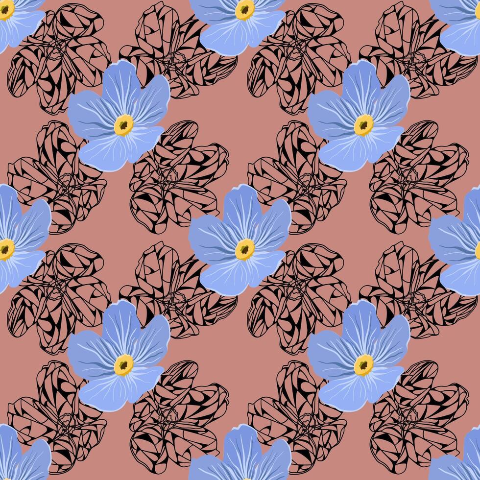 Forget-me-not flowers seamless pattern vector