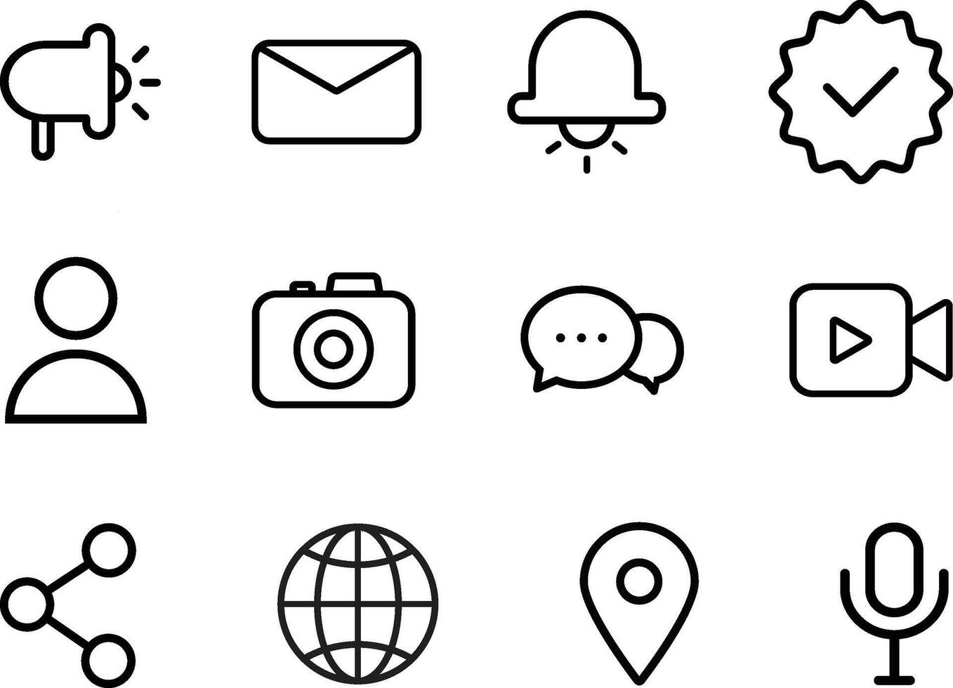 Social media line art icons set illustration vector