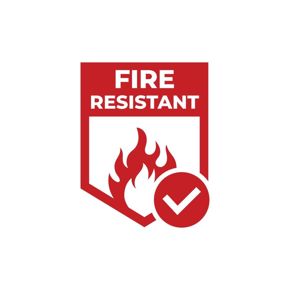 Fire resistant sign with tick mark vector