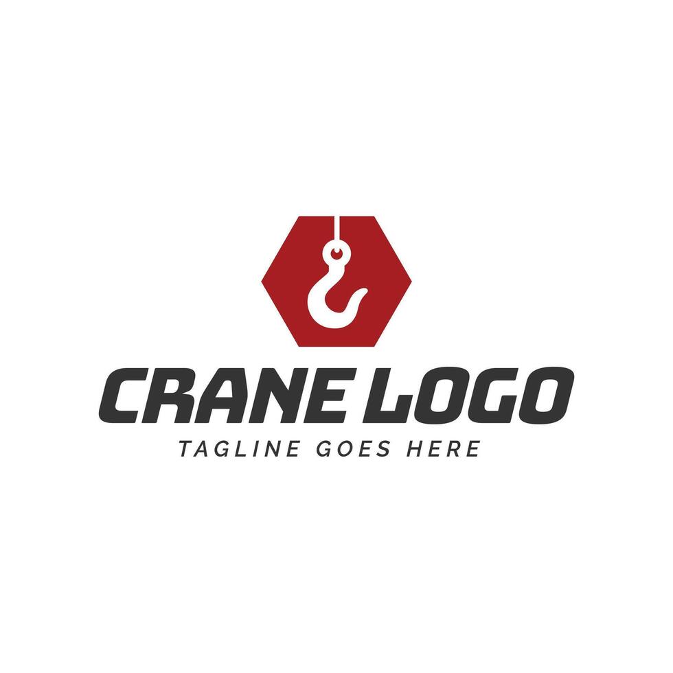 A crane logo with a red and black hexagon vector