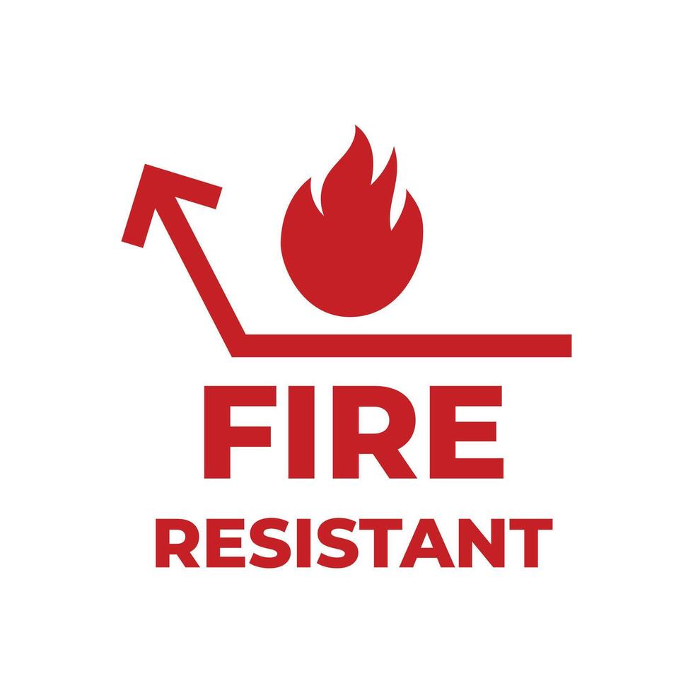 Fire resistant sign with arrow pointing up vector