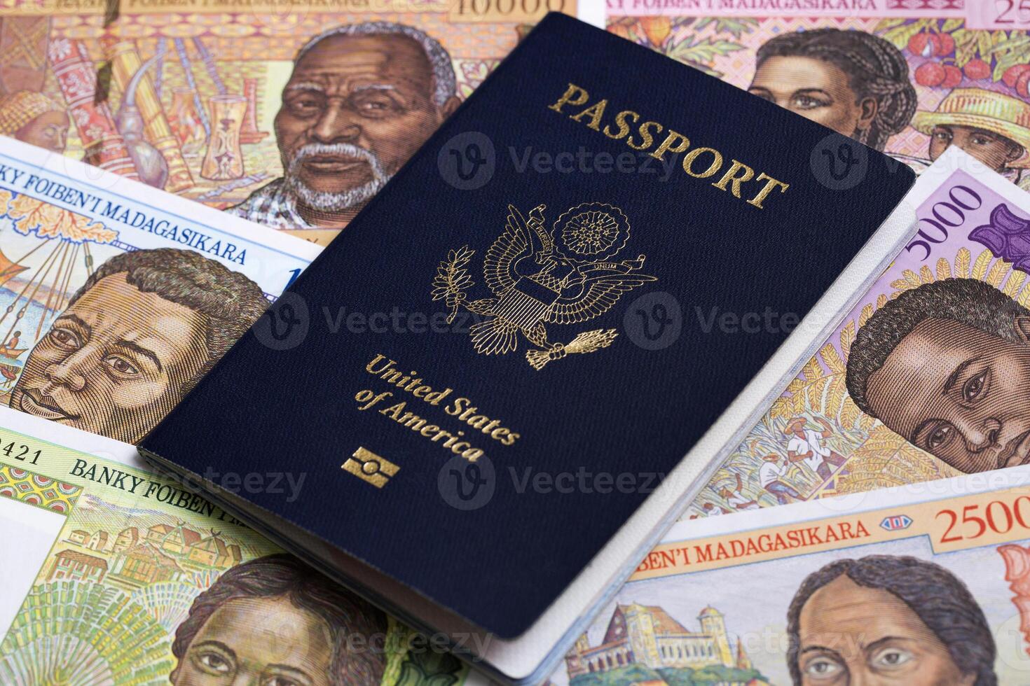 American passport on Malagasy money - Arriary photo
