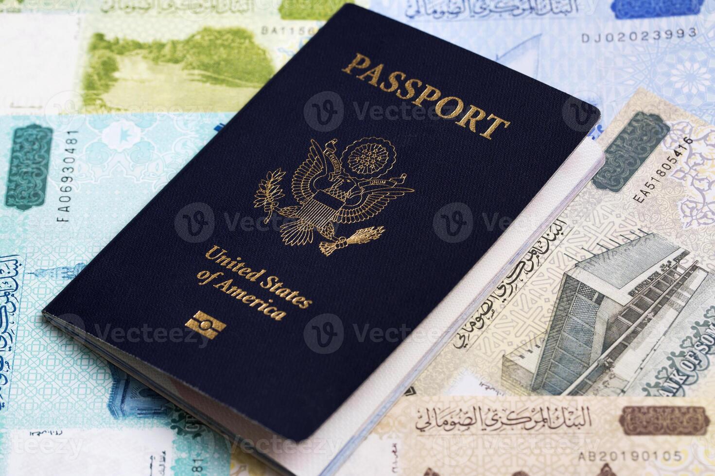American passport on Somalian Shilling photo