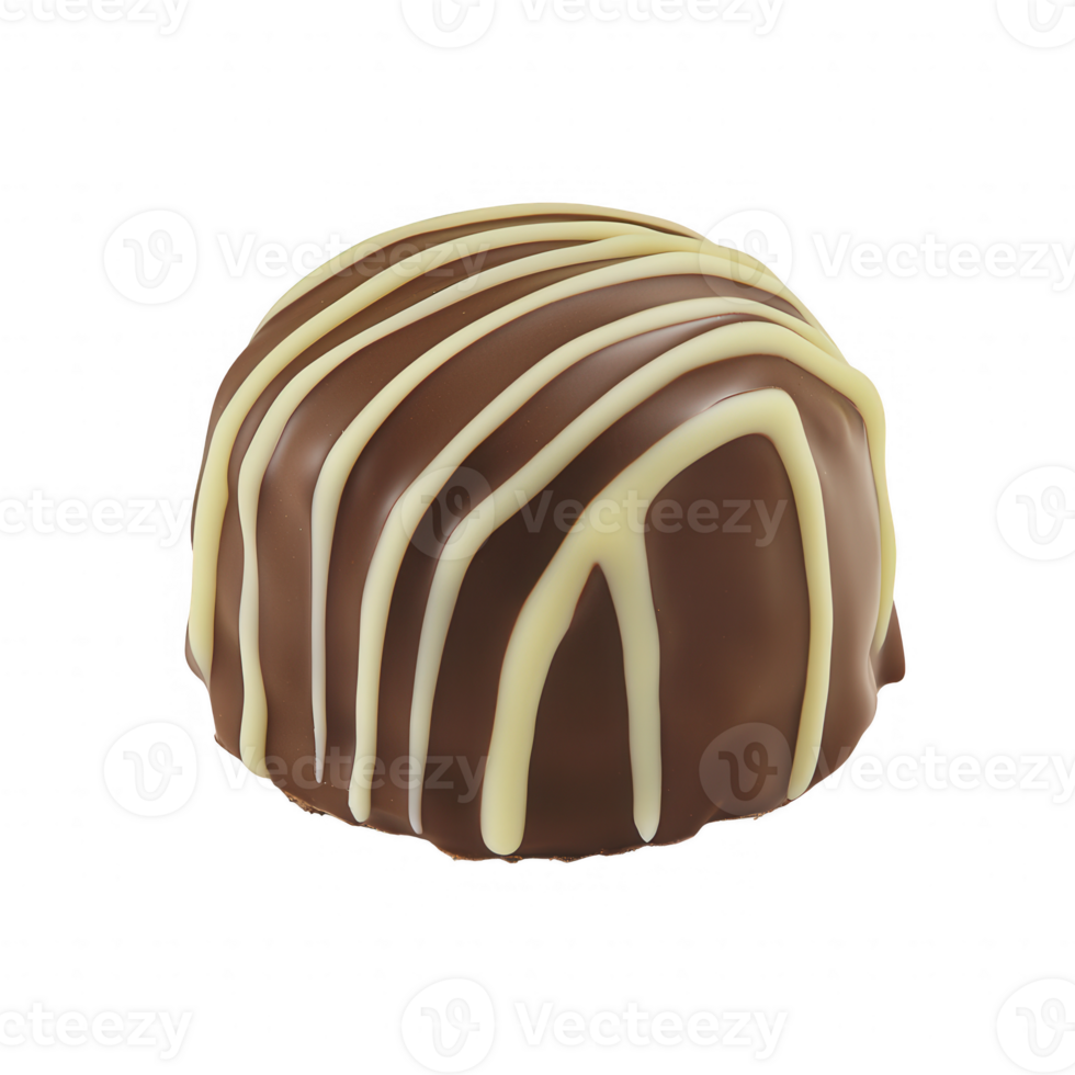 Chocolate truffle with elegant white drizzle on a smooth surface, perfect for dessert lovers. Isolation emphasizes the luxurious treat, ideal for marketing or culinary use. png