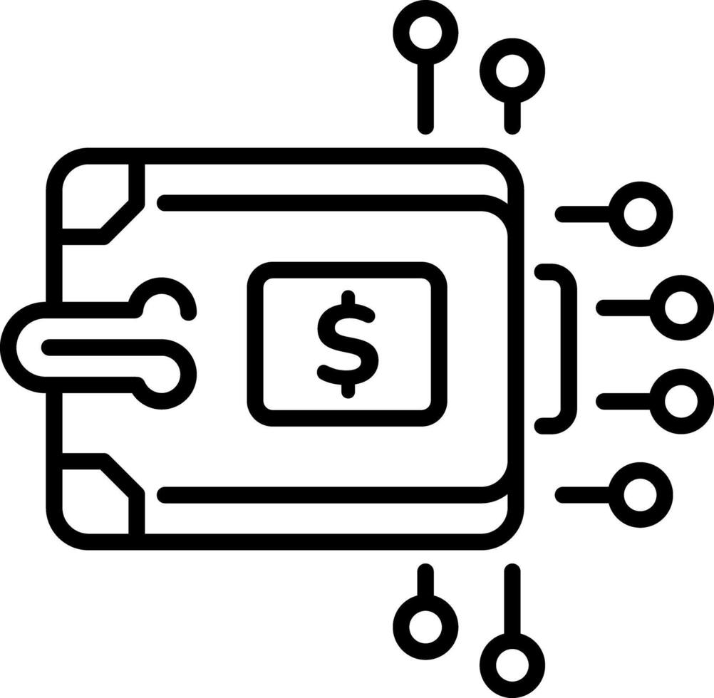A line style icon of digital wallet vector